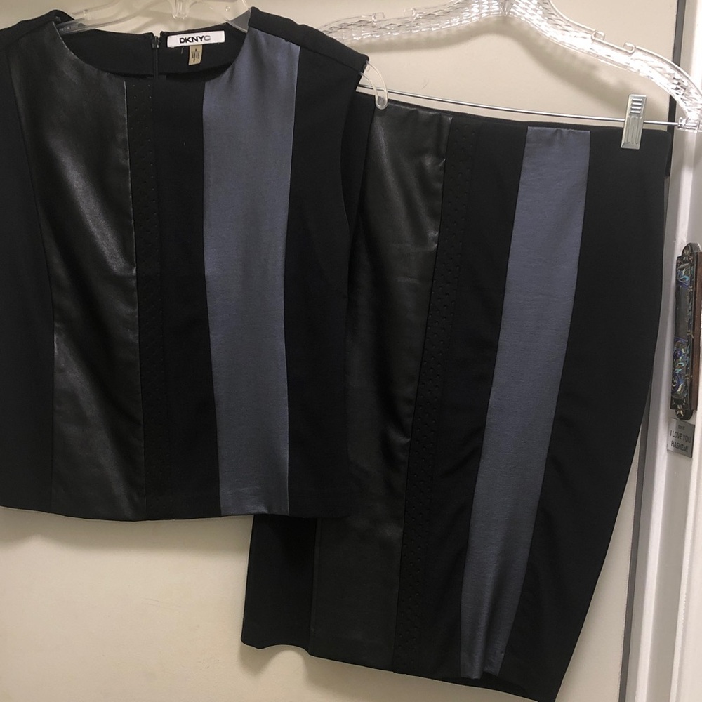 DKNY Black and Blue Skirt Set